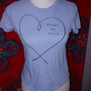 Light Blue Heart of Gold Metallic GirlsLarge Shirt
